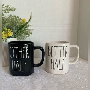 Rae Dunn Black and Cream Mug Set - Other Half & Better‎ Half